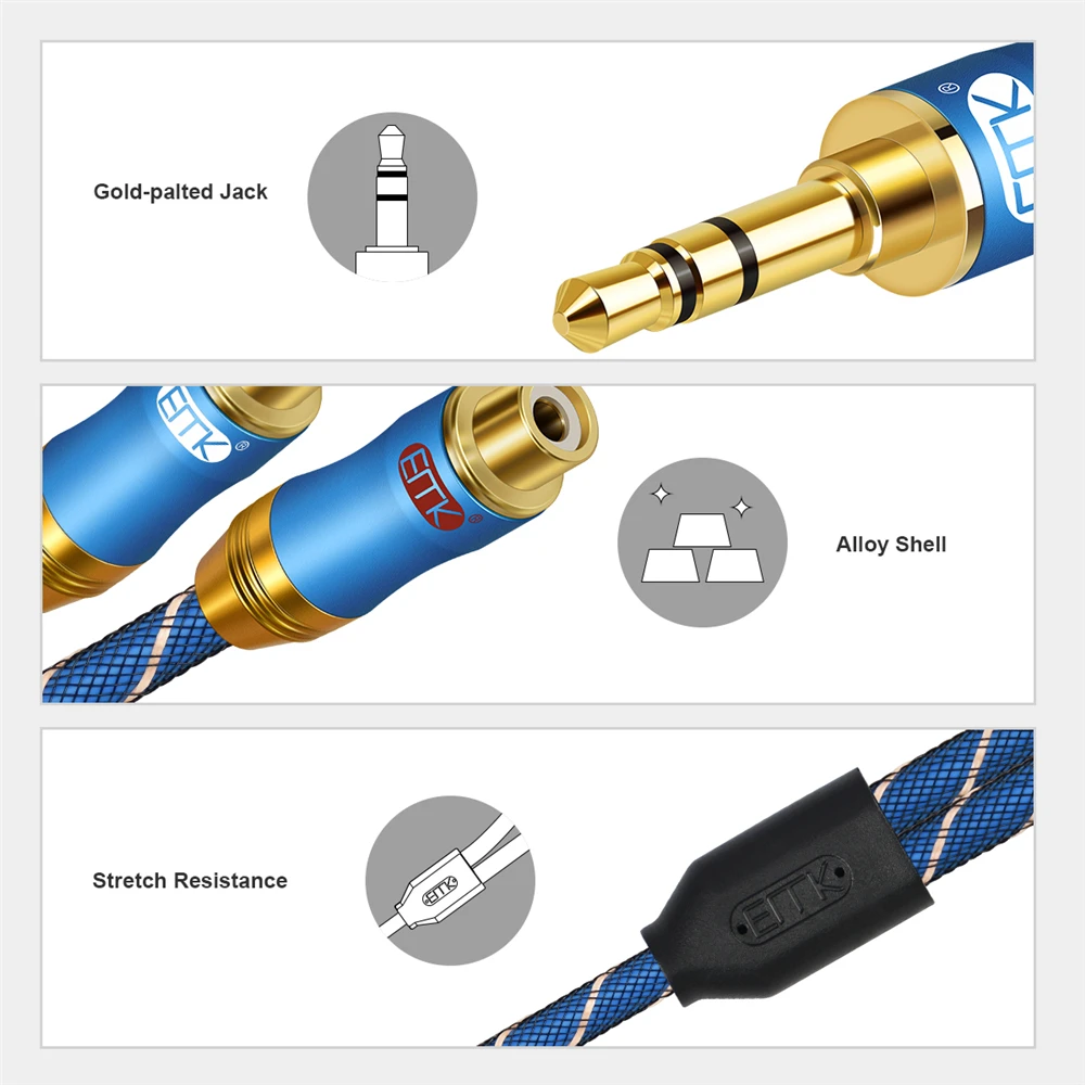 EMK 3.5mm do 2RCA stereofoniczny kabel Audio 3.5mm 1/8 \