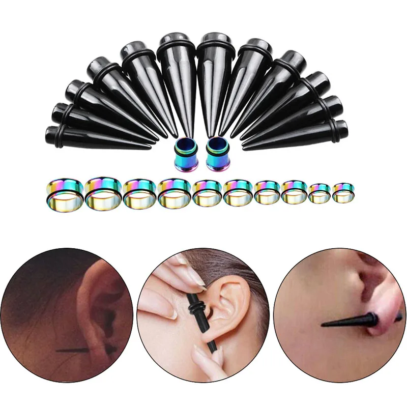24 teile/los Acryl Ohr Kegel und Ohr Tunnel Stecker Kit Gemischt 10mm-20mm Ohr Expansion Messgeräte körper Piercing Schmuck für Frauen Männer – Detail 2