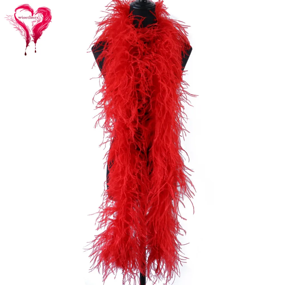 6 Ply Ostrich Feathers Boa Scarf Wedding Party Decoration Feather Shawl DIY Stage Clothing 2 Meters/1 pcs Wholesale