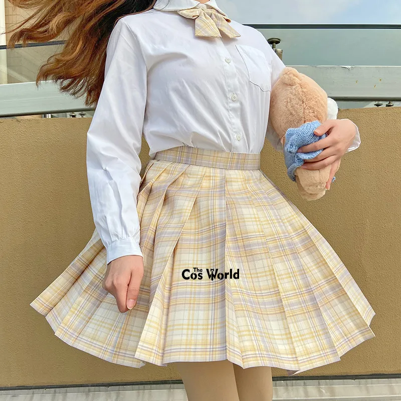 [Driftmoon] Girl's Summer High Waist Pleated Skirts Plaid Skirts Women Dress For JK School Uniform Students Cloths