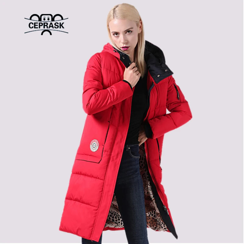 Ceprask 2023 New Winter Coat Women Thick Winter Jacket Below Knee Length Warm Coat With Hood Quilted Long Parka Bio Outerwear