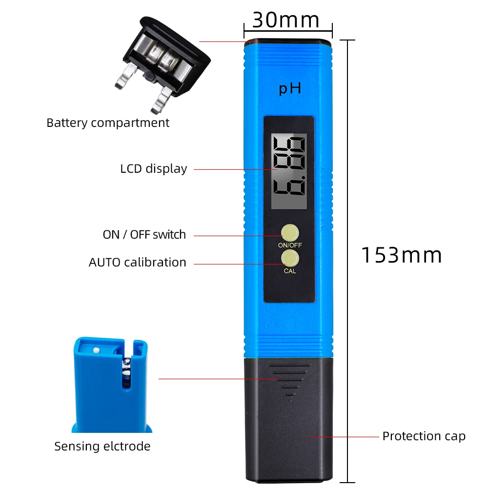 Digitale Ph Ec Tds Meter Tester Temperatuur Pen Water Zuiverheid Ppm Filter Hydrocultuur Voor Aquarium Pool Water Monitor 40%