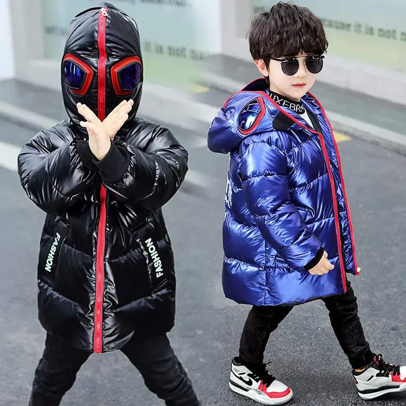 Brand Kids Boy Winter Jacket with Glasses in Hood Cool Snow Jacket Coat High Quality Children boys Snow Clothes 3-9 Years