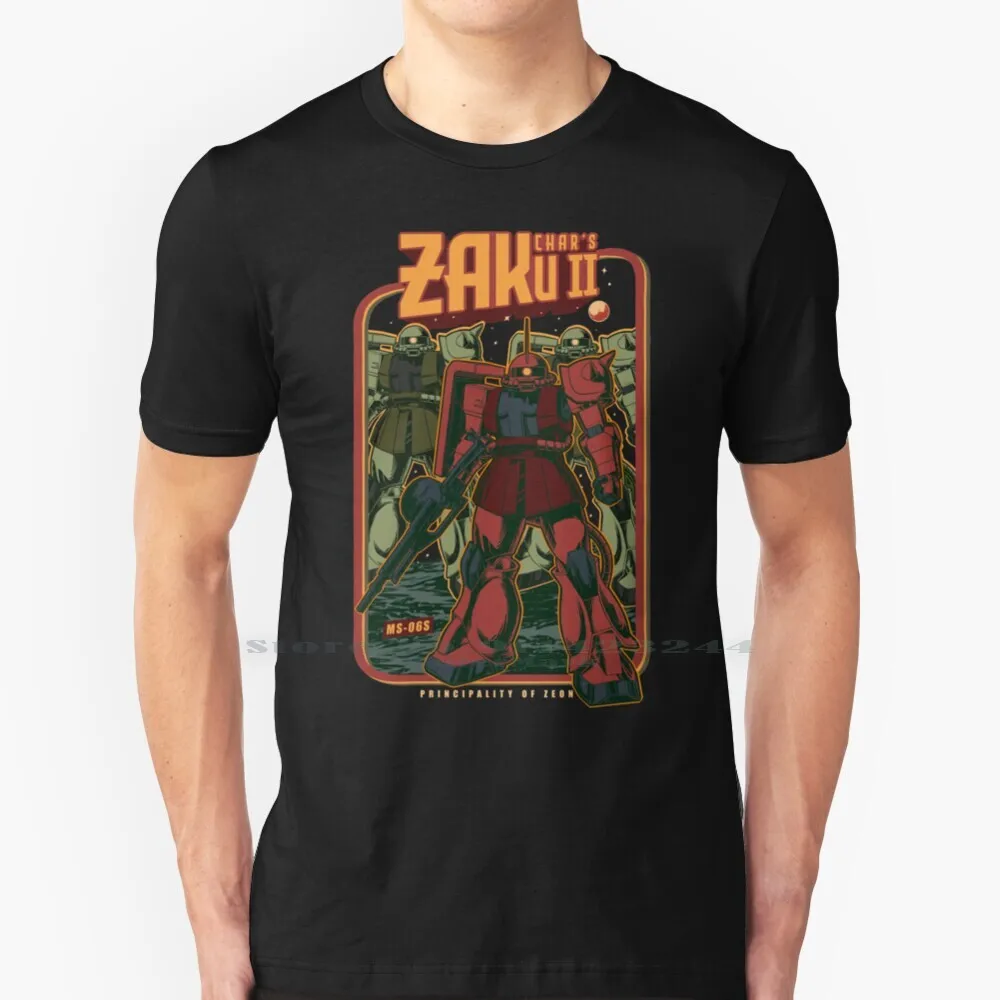 Retro Char's Zaku Ii T Shirt 100% Pure Cotton Mobile Suit Amuro Ray Char Aznable Zaku Ii Rx 78 2 Retro Retro Anime Origins