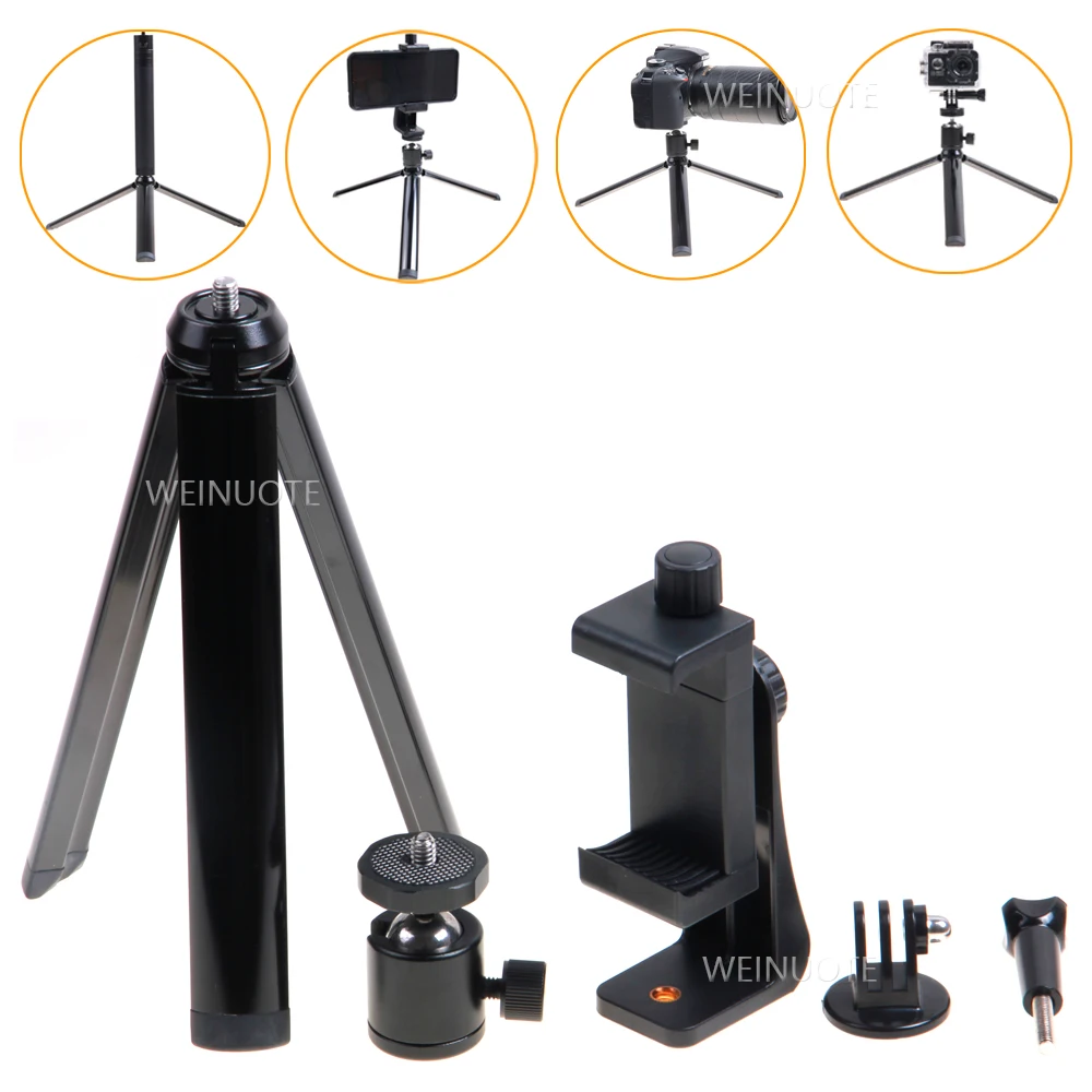 Trípode de cámara de aleación de aluminio, soporte de escritorio para cámara de teléfono, cámara de movimiento GoPro Sjcam, etc. varilla de extensión del estabilizador del teléfono