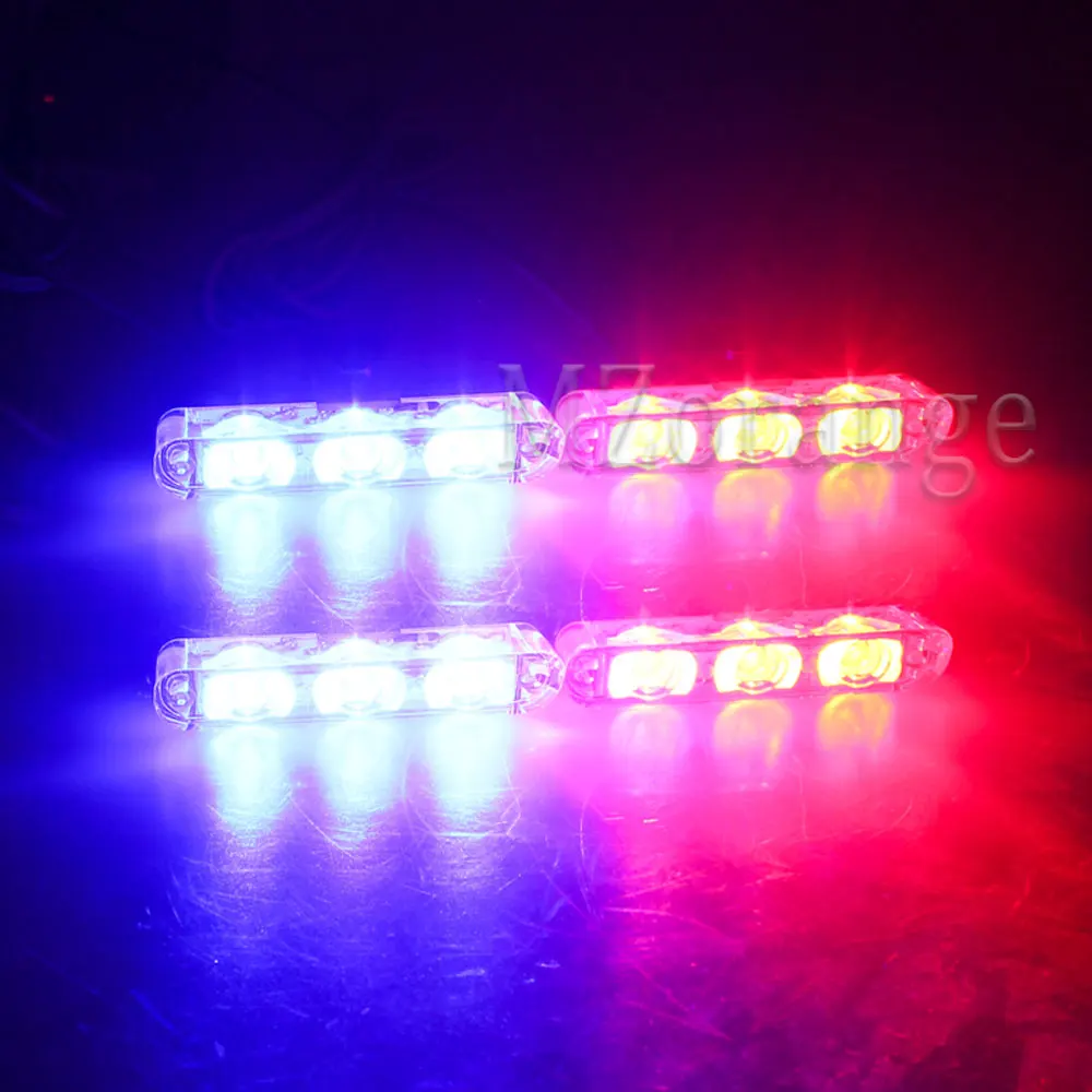 Police Light Ambulance Police Flasher FSO LED Strobe Wireless Remote 4 Pcs 3 Leds Warning Lamp Car Truck Flash Stroboscope Light