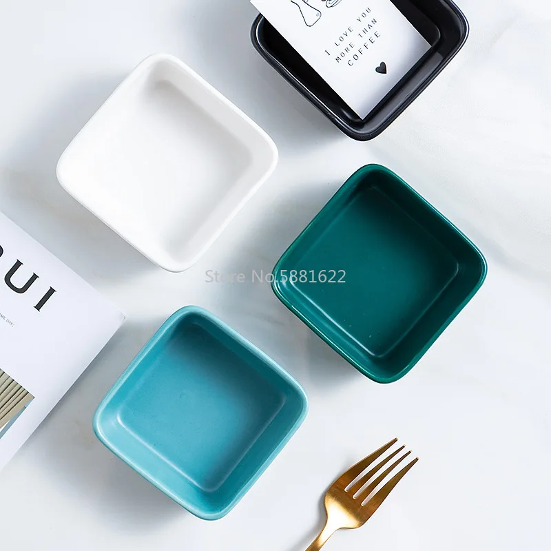 Nordic square seasoning dish ceramic tableware sauce dish seasoning vinegar dish mustard household dipping dish square dish