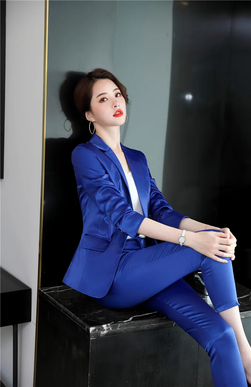 High Quality Fabric Women Formal Professional Business Suits OL Styles Office Work Wear Autumn Winter Blazers Trousers Set