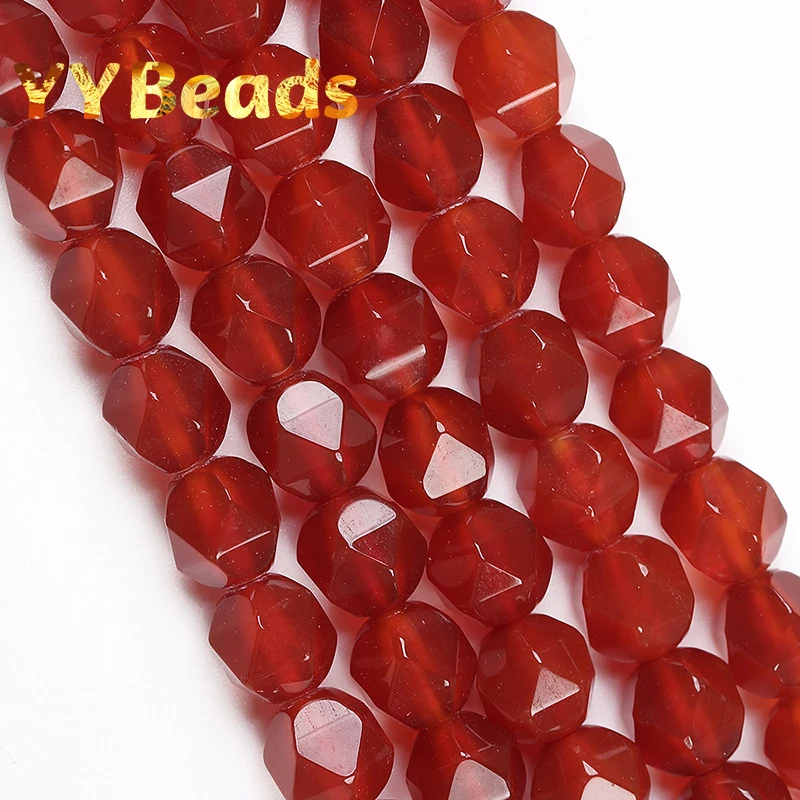 

5A Quality Natural Faceted Red Agates Beads Red Onyx Spacer Loose Charm Beads For Jewelry Making DIY Women Bracelet Ear Stud 8mm