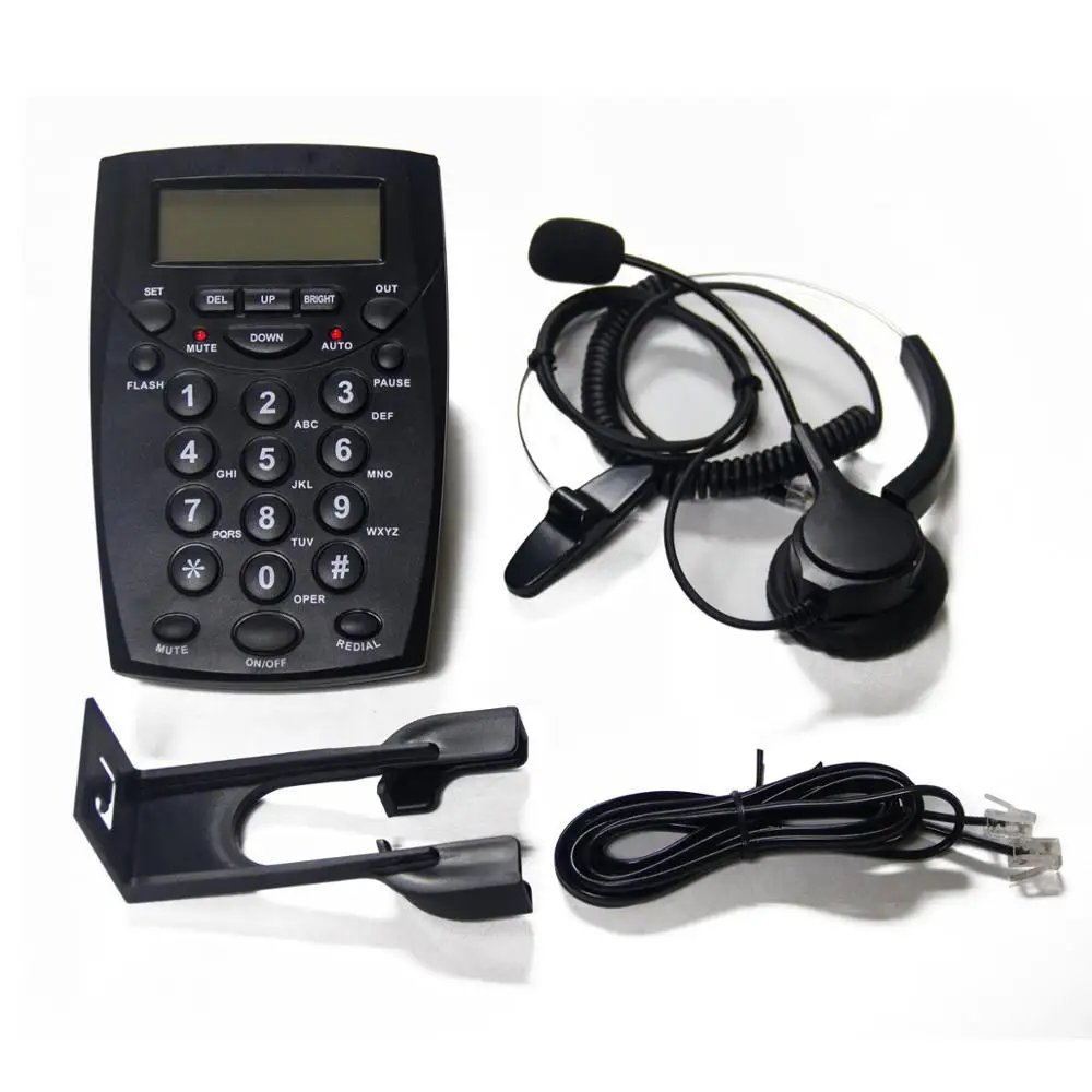 Corded Headset Telephone Hands Free Noise Cancelling Telephone Set with Headset for Call Center Telephone Headset and Dialpad