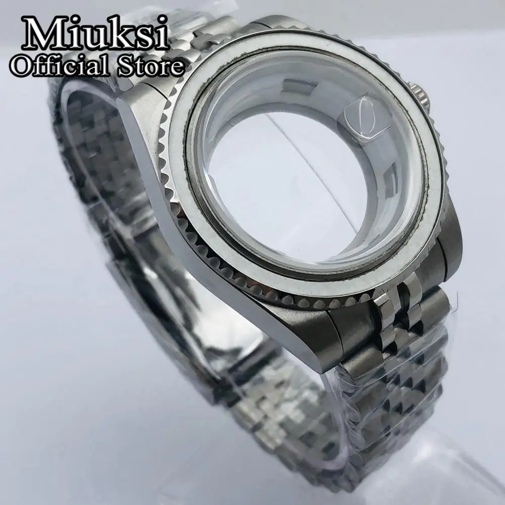 Miuksi 40mm sapphire glass silver watch case fit NH35 NH36 NH34 ETA2824 2836 Miyota8205 8215 Mingzhu DG2813 3804 PT5000 movement