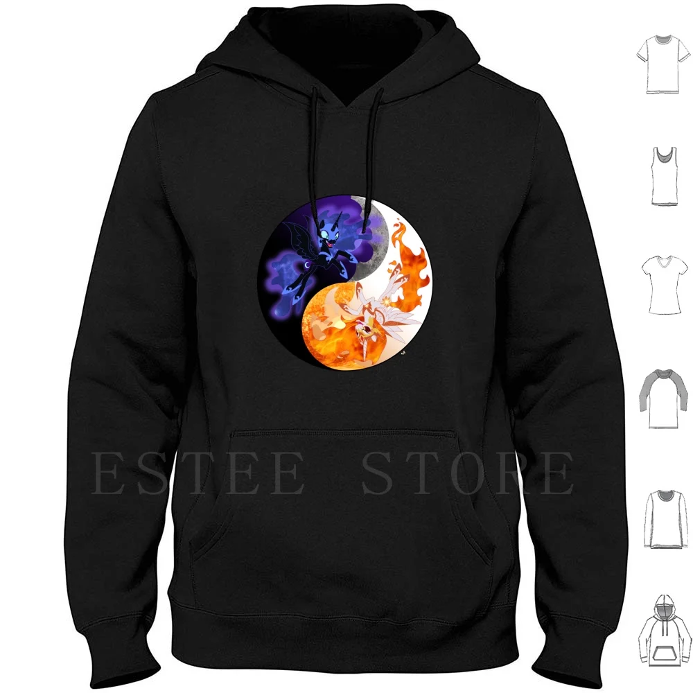 Moon And Sun Hoodie Long Sleeve Nightmare Moon Nightmare Moon Daybreaker Mlp My Little Yin Yang