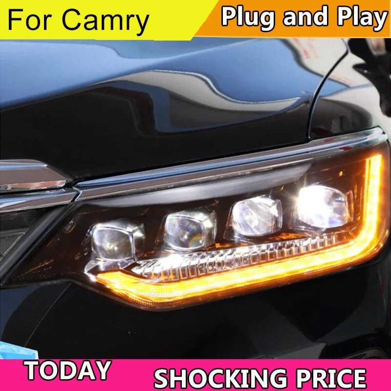 Car Styling for Camry V55 Headlights 2015-2017 Camry Headlamps Lens Projector Dynamic Turn Signal