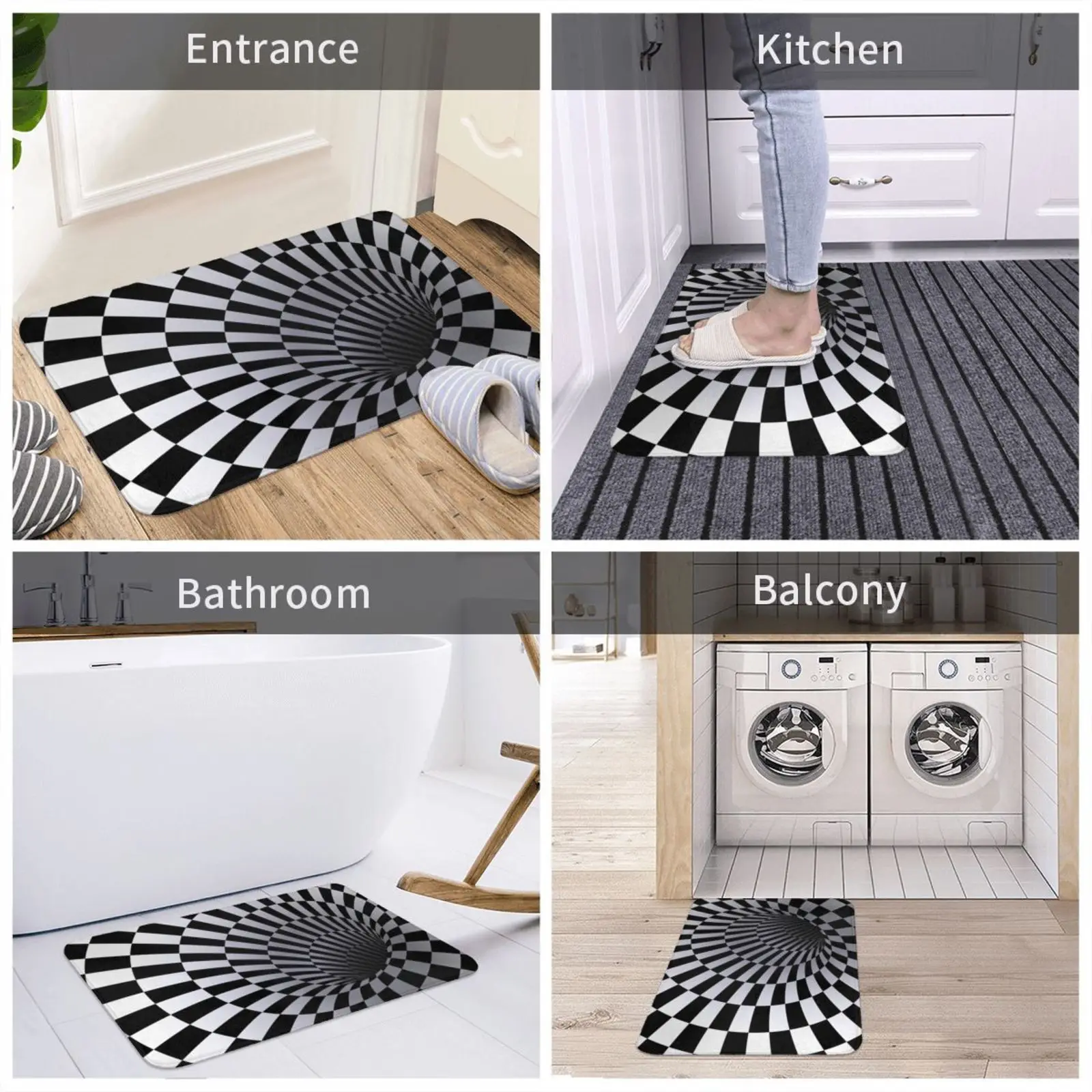 Realistic Optical Illusion Entrance Door Mat Bath Mat Rug Eddy Mitchell Singer French Old Scoundrel You Can Prepare Black