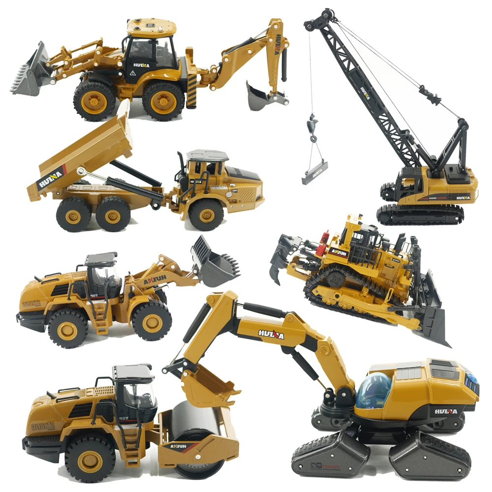 Multi-style Huina children's toy car, mixer truck, dump truck, loader, road roller, engineering vehicle set, excavator model toy