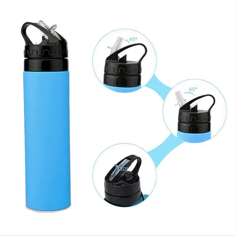 2023 New Outdoor Sports Silicone Water Bottle Mountaineering Riding Portable Water Bottle Silicone Foldable Water Bottle