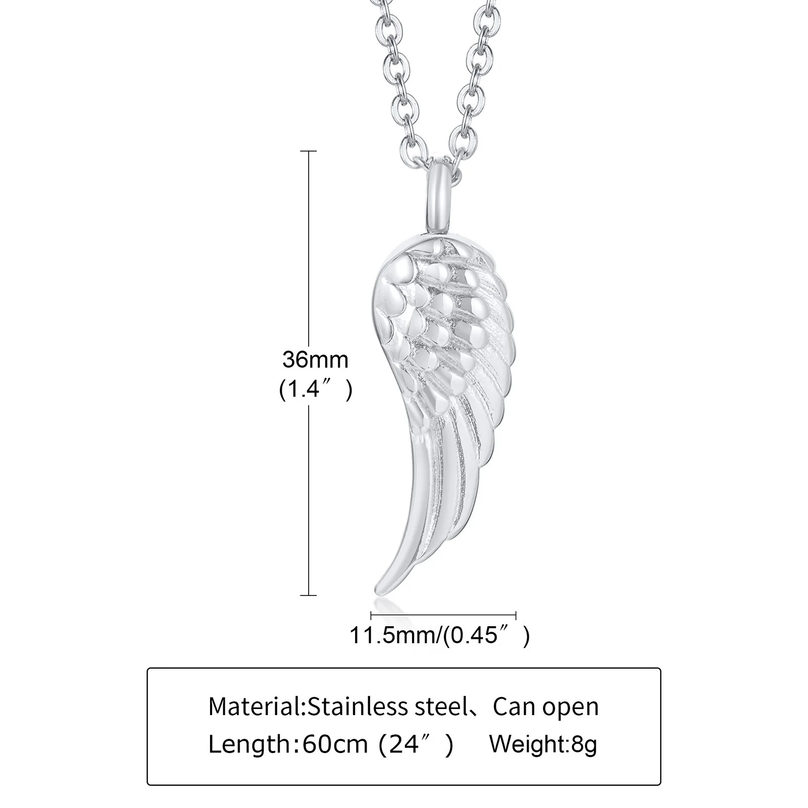 Delicate Angel Wing Cremation Necklace for Women,Stainless Steel Urn Pendant Ashes Holder Memorial Jewelry,Keepsake Gift