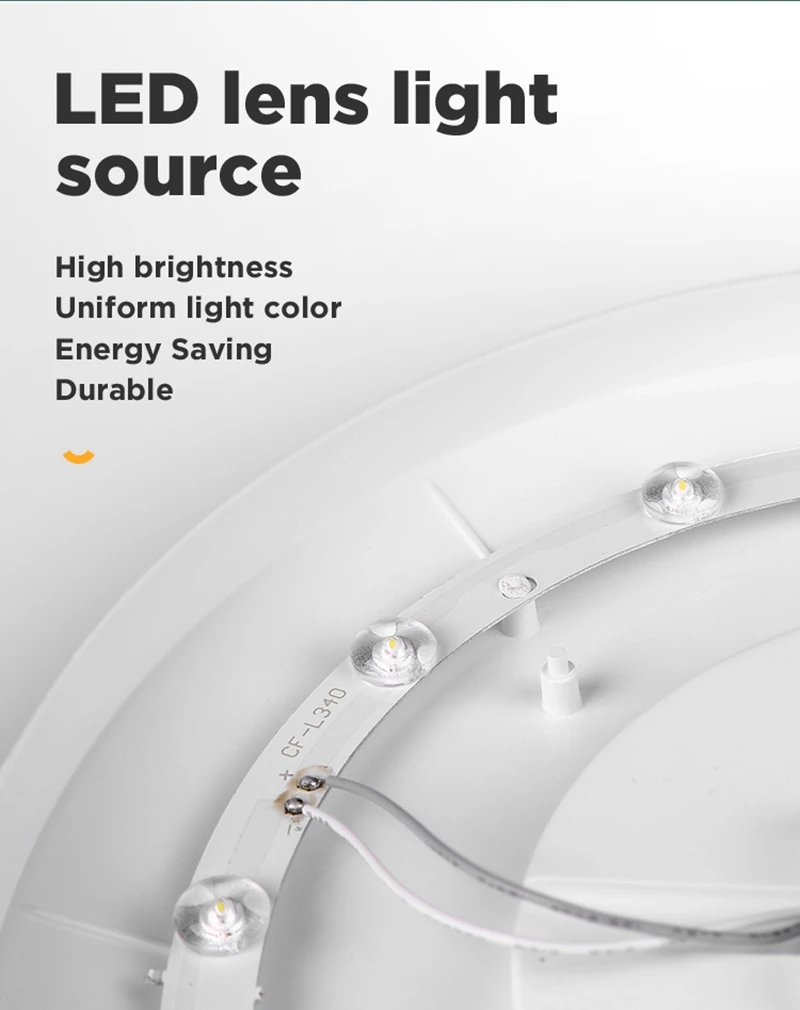 220V LED-Deckenleuchten mit 3 Farbwechsel-Optionen, Schlafzimmerlampe, LED-Innenbeleuchtung für Zuhause, Badezimmer, staubdichte LED-Deckenlampe – Detail 14