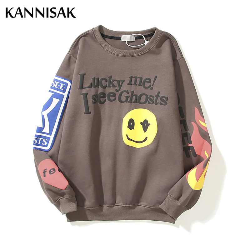 Sweatshirts Women Fleece Print O-neck Pullovers Women Streetwear Harajuku Loose Autumn Winter Sweatshirt Casual Couple Clothes