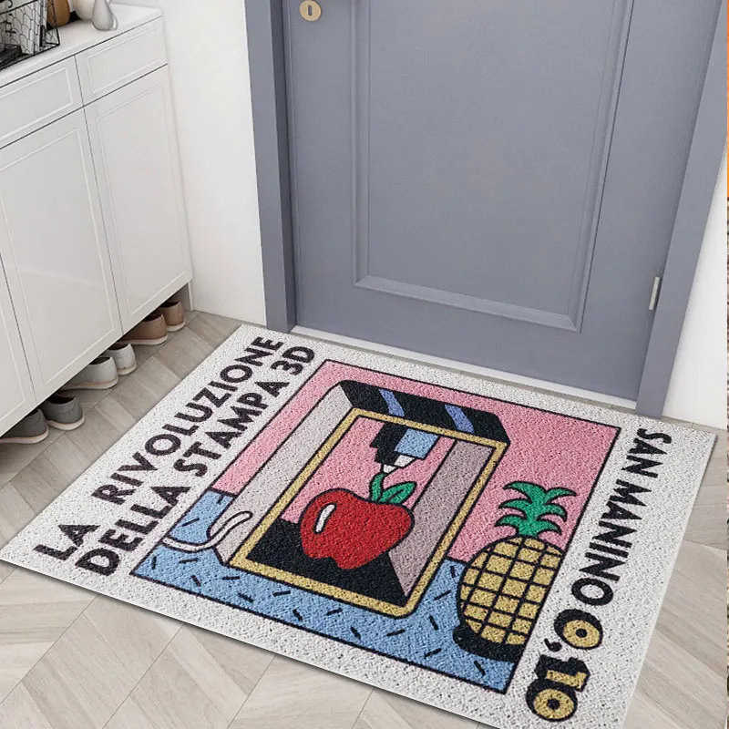 Cute Fashion Pattern PVC Silk Loop Door Mat Can Be Cut Non-slip Mat Living Room Pad Custom Hallway Home Carpet Entrance Bath Rug