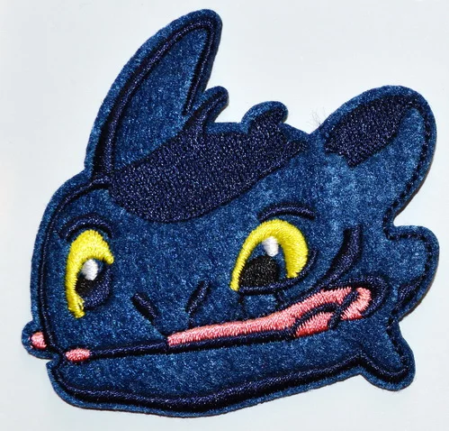 1x Blue dragon kung fu Cartoon tattoo embroidered applique iron on patch (≈ 7.5 * 7m)