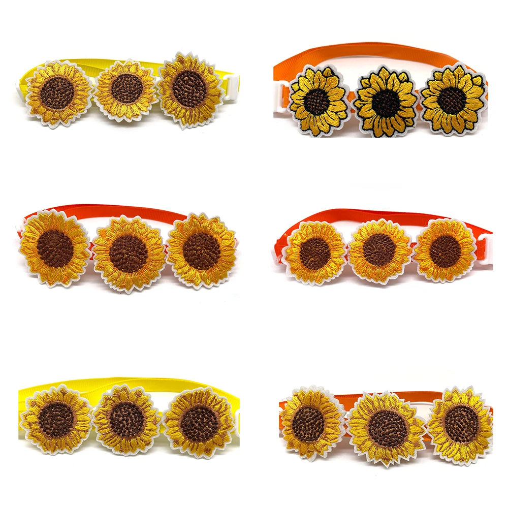 30/50pcs Fall Style Pet Dog Bow Tie Dog Grooming Supplies Pet Accessories Adjustable Dog Sunflower Style Bow Ties for Small Dog