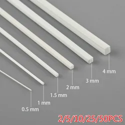 2/5/10/25/50pcs ABS White Square Plastic Rod Stick For Architecture Model Making Model Material DIY Accessories Cutting Supplies