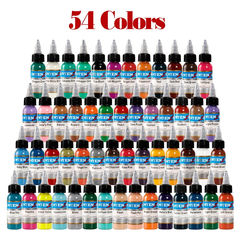 54 pcs  Body Paint Color Tattoo Ink Set Permanent Makeup Coloring Pigment Body Tattoo Art Permanent Makeup Supply