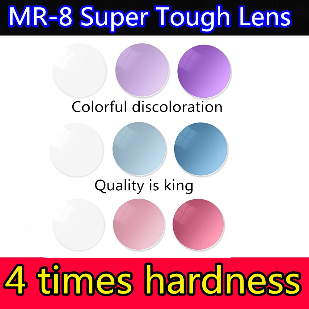 Photochromic Lenses for Women Men MR8 Super Tough Four-fold Hardness Optical Prescription Lenses Myopia Aspheric Colored Lens