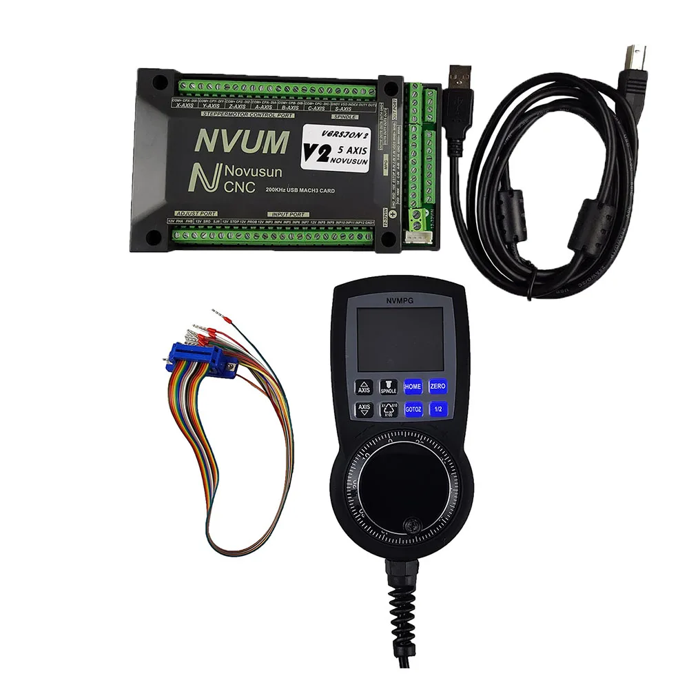 Nvem-kit de controle nc v2.1, sistema de controle de movimento, com cartão de controle de eixo 3/4/5/6, display digital, 6 eixos, volante