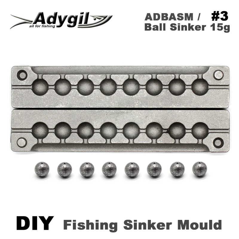 Adygil DIY Fishing Ball Sinker Mould ADBASM/#3 Ball Sinker 15g 8 Cavities