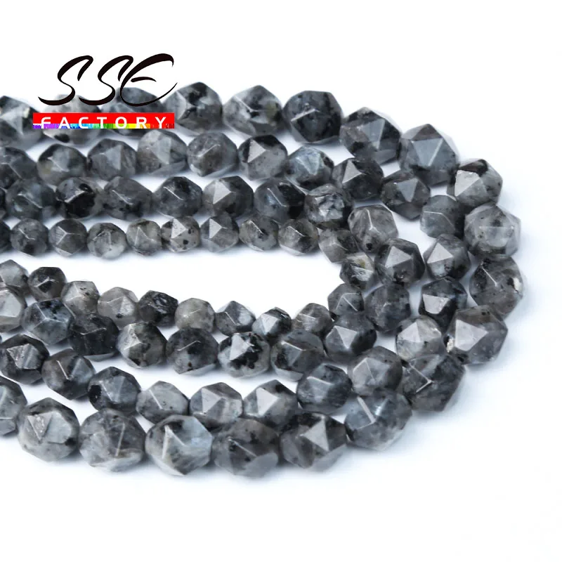 Natural Black Labradorite Beads Faceted Loose Stone Bead For DIY Making Bracelet Necklace Jewelry Accessories 6 8 10mm 15"strand image 2