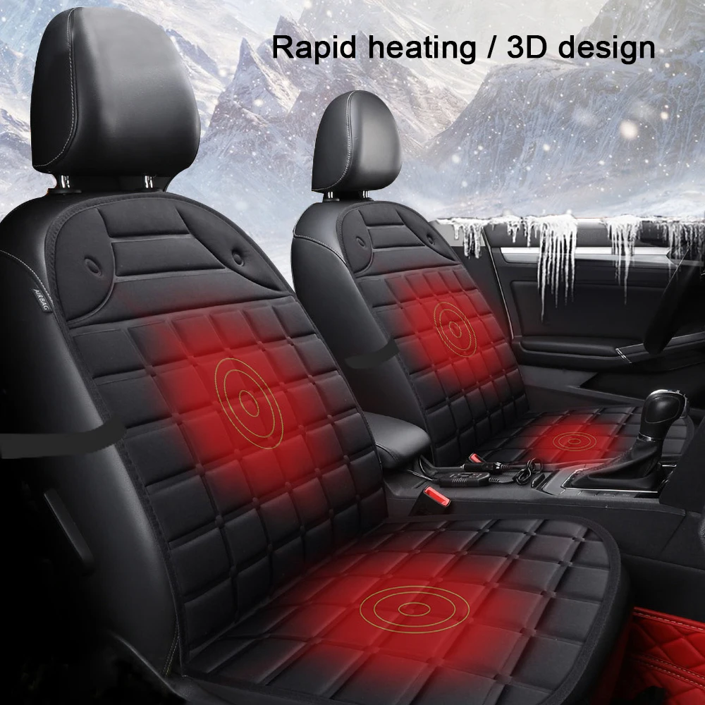 

12V Auto Electric Heating Seat Mat Winter Cars Seat Heater Cover Car Double Seat Heated Cushion Seat Warmer Household Cover