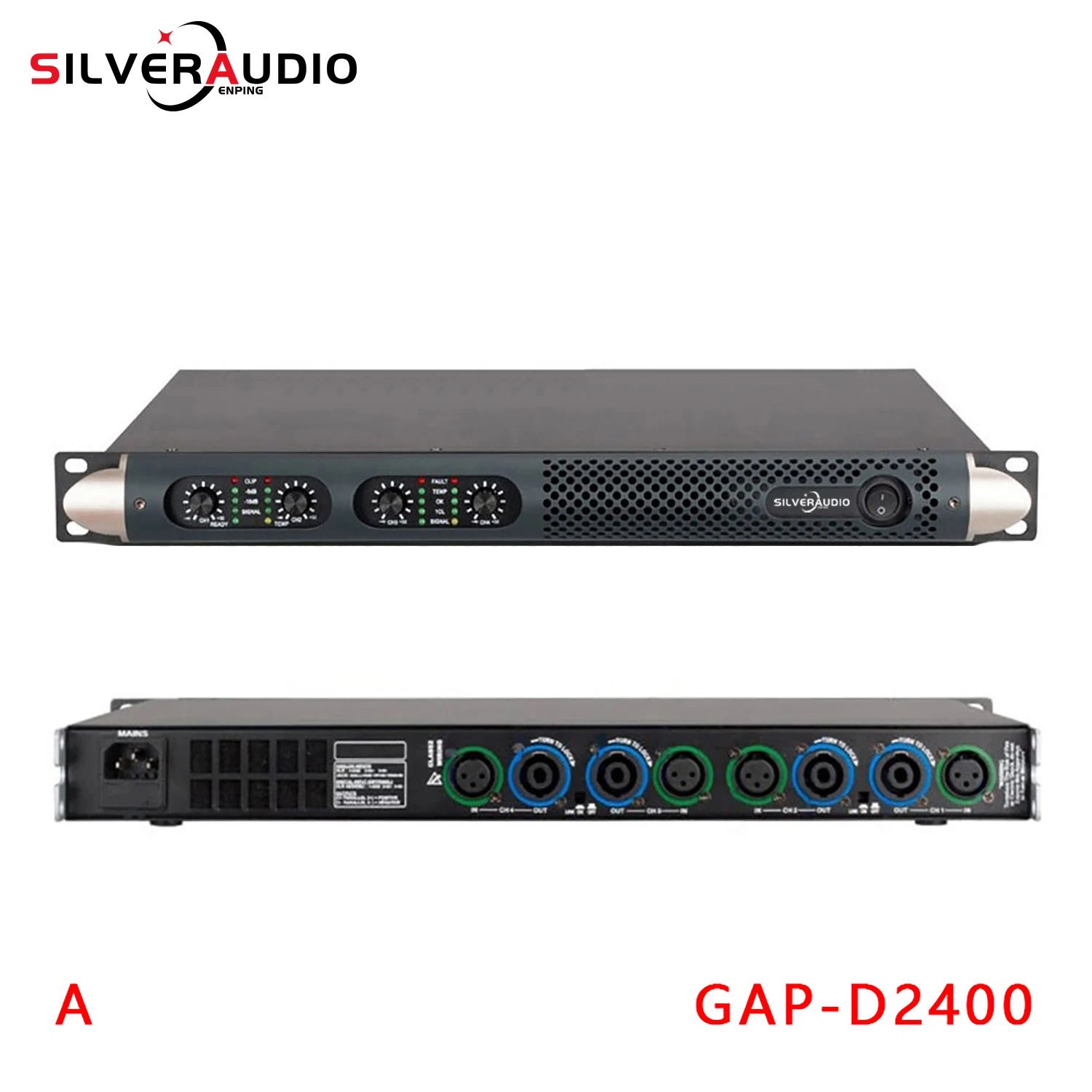 GAP-D2400 amplifier digital, pengeras suara KTV profesional 4 saluran 600W * 4 panggung kinerja tinggi