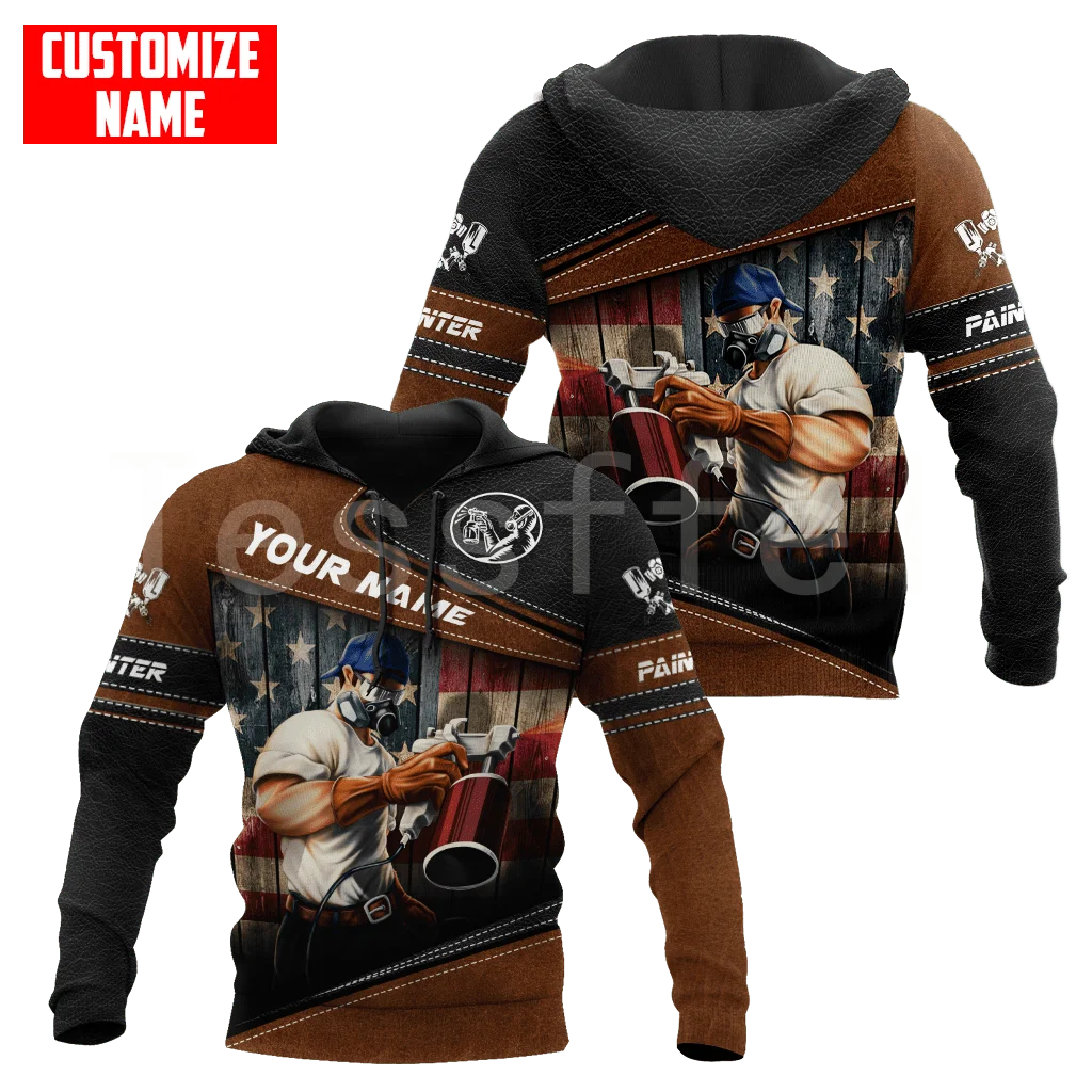 Tessffel pintor trabalhador 3d impresso 2022 nova moda para homem/mulher com capuz moletom com zíper hoodies casual unisex pulôver p19