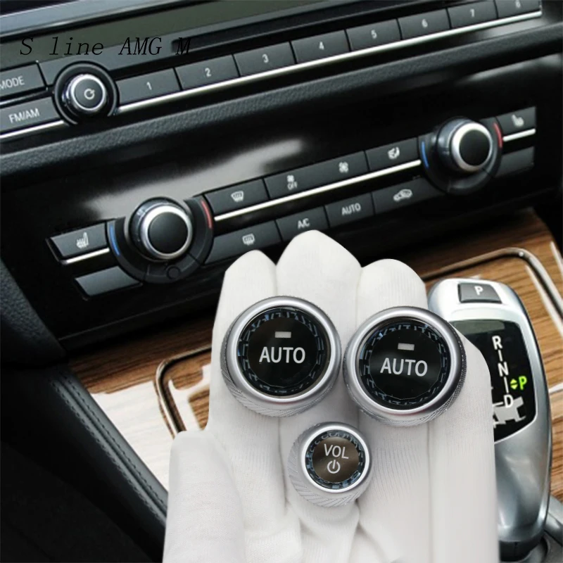 Image of Auto Styling Kristall Klimaanlage Tasten schalter Abdeckung Aufkleber Trim Für BMW 5 6 7 Serie f10 f18 f11 f12 f13 f01 f02 f15 f16