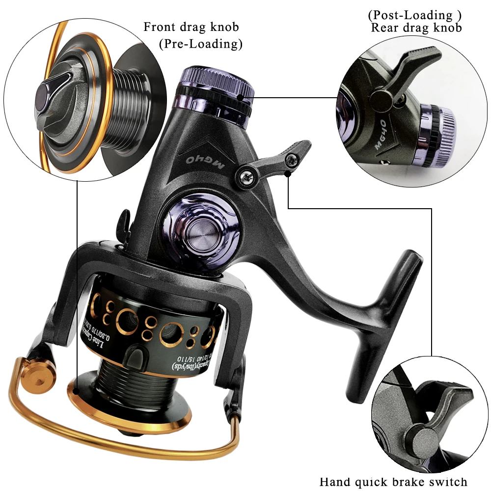 Carrete de carpa con freno dual – Giratorio de metal - imagen 2
