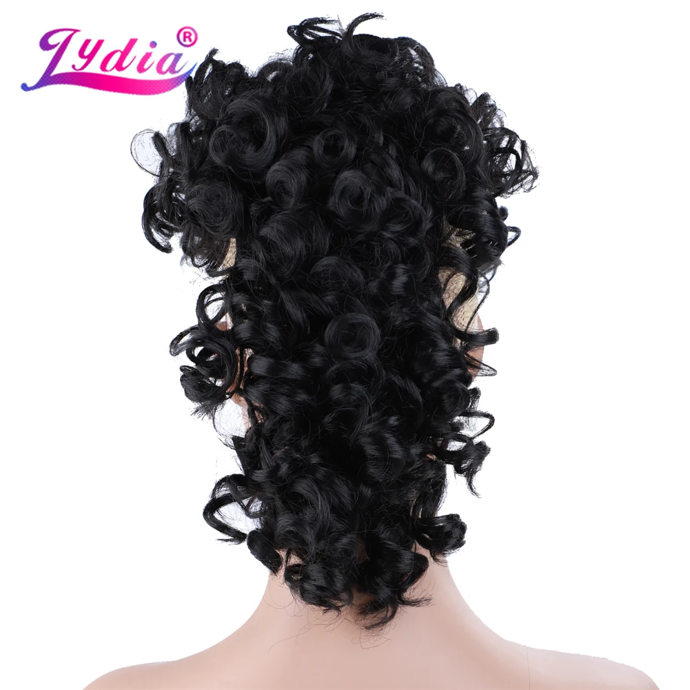 Lydia Synthetic High Puff Afro Short Curly Middle-Part Wig Clips in Hair Extension African American 90g/PCS Hairpiece Chignon