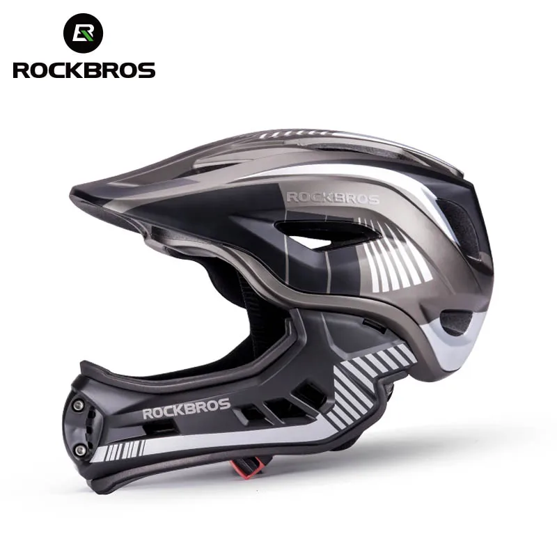 ROCKBROS Full Face Bike Helmet Kids Downhill Helmet Removable Integrated Shockproof Anti-sweat With 12 Ventilation Opening