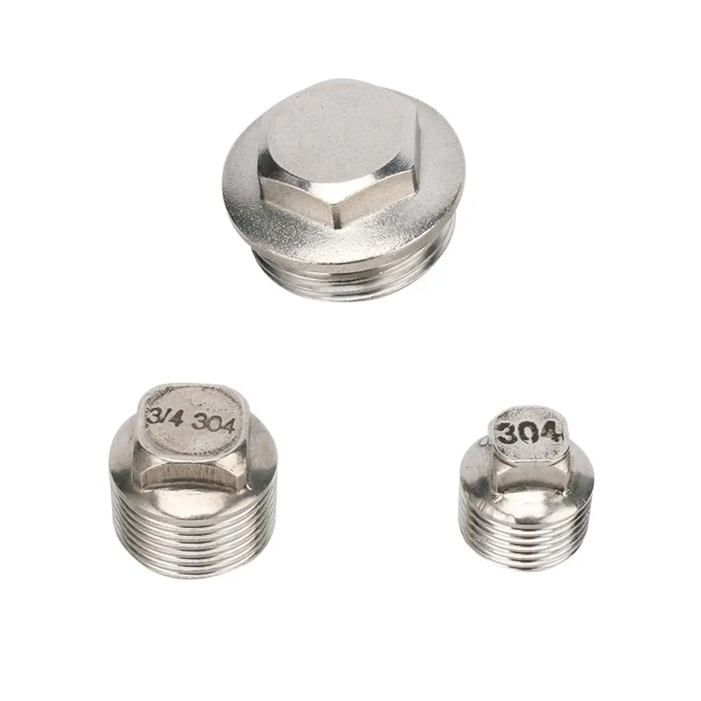 

Stainless Steel 1/2" 3/4" 1" Male Thread End Cap Square/Hex Head End Cap Plug Pipe Fitting Coupler Garden Water Connector 2 Pcs