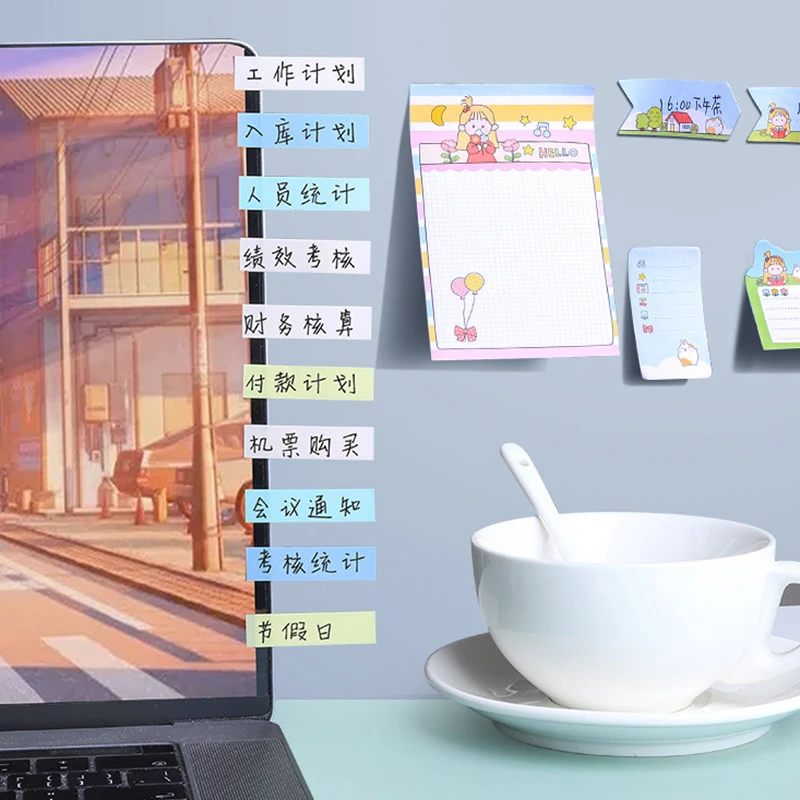 Morandi Kleur Sticky Notes Index Label Stickers Tearable Waterdichte Memo Pad Notebook Planner Bookmark Briefpapier