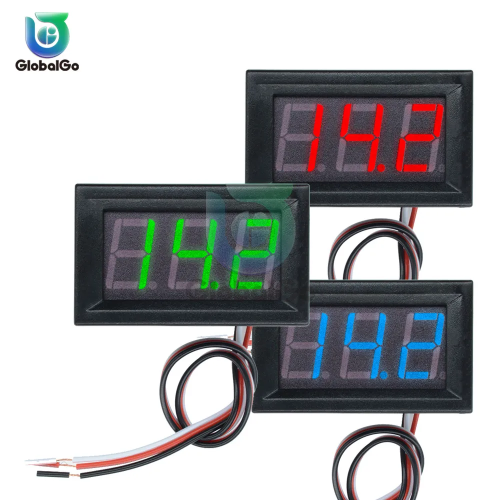 0.56นิ้วดิจิตอลโวลต์มิเตอร์2สาย3สายDC4.5V To30V 0.56 "จอแสดงผลLEDแรงดันไฟฟ้าสำหรับ6V 12Vรถจักรยานยนต์รถ