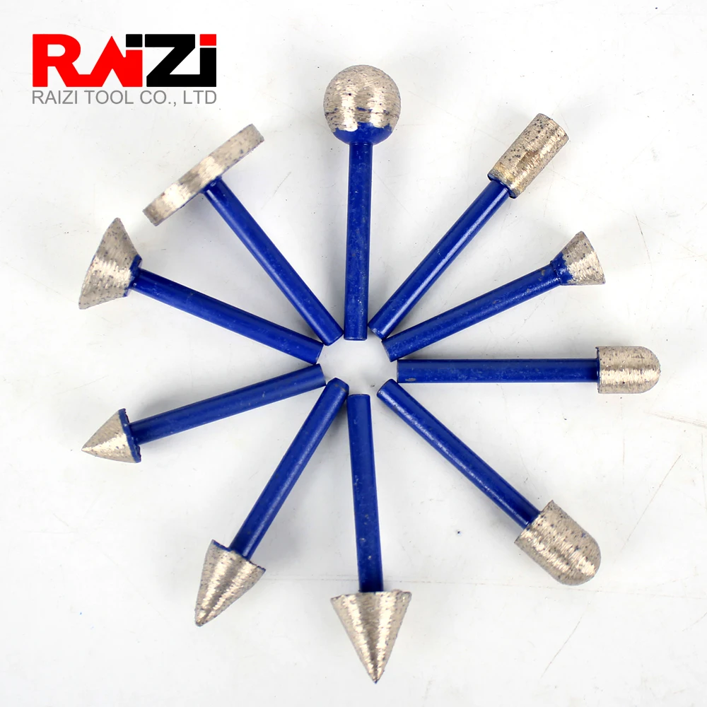 

Raizi 5 Pcs/Lot Best Sintered Diamond Burrs Mounted Grinding Points For Granite Marble Stone Concrete 6mm Shank Carving Head Bit