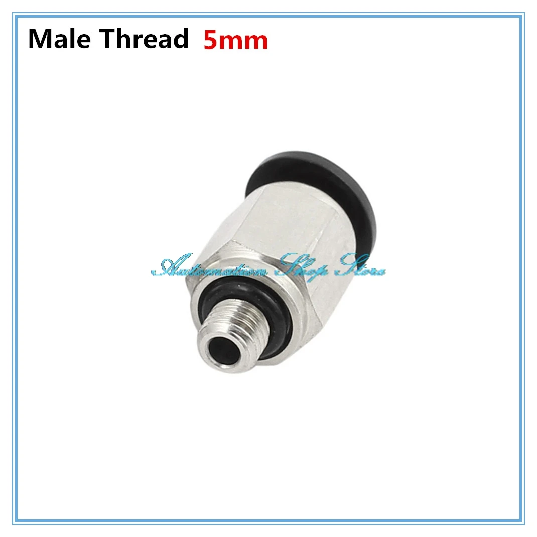 5pcs 4mm Tube to M5 Thread Straight Pneumatic Tubing Push in Brass Connector Air Quick Coupler Fittings PC4-M5