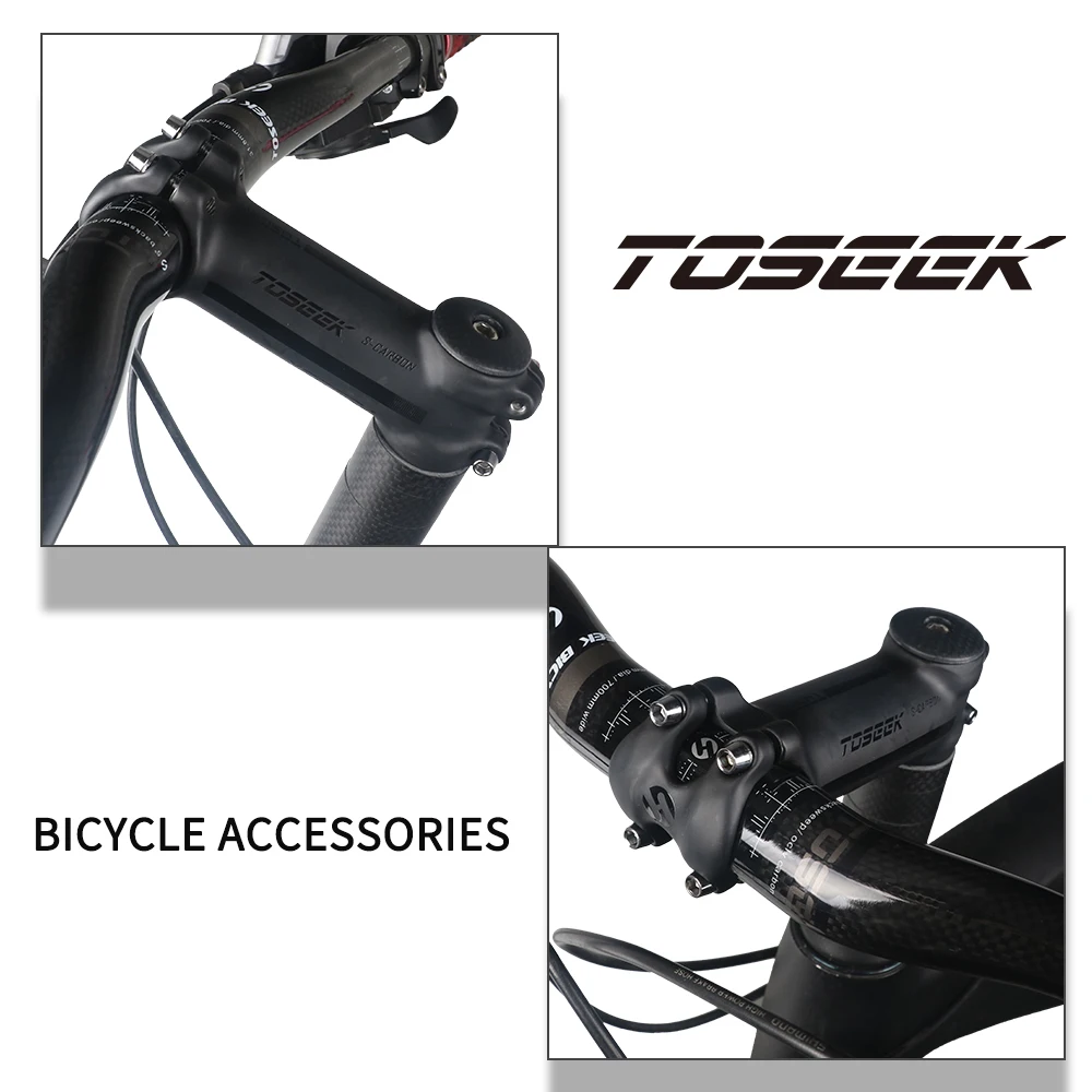 TOSEEK Ultralight Bicycle Handlebar Stem 7 Degree Mtb Stem Carbon Full Coverage Power Mtb 31.8mm Bike Stem Riser Bicycle Parts