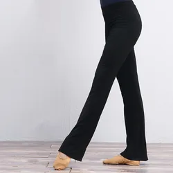 Pantalones de Ballet de algodón para mujer, pantalones acampanados elásticos de cintura alta para niñas y adultos, pantalones de baile de pierna ancha, pantalones deportivos de Yoga y Ballet