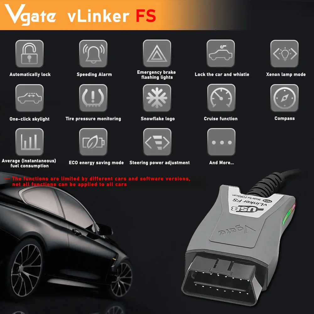 Vgate vLinker FS ELM327 For Ford FORScan HS/MS-CAN ELM 327 OBD 2 OBD2 Car Diagnostic Scanner Interface Tools OBDII For Mazda images - 6