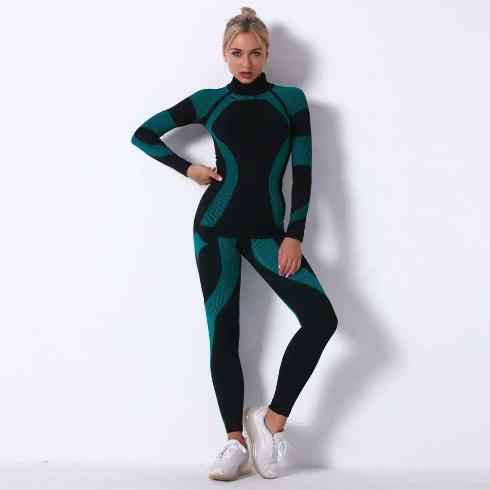 Ensemble de sous-vêtements thermiques pour femme, longs caleçons imbibés, fitness, gym, ski, snowboard, course à pied, yoga, sport, entraînement,