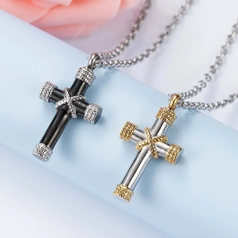 Fashion Personality Punk Multicolor Stick Cross Souvenir Men Couple Pendant Necklace Gift