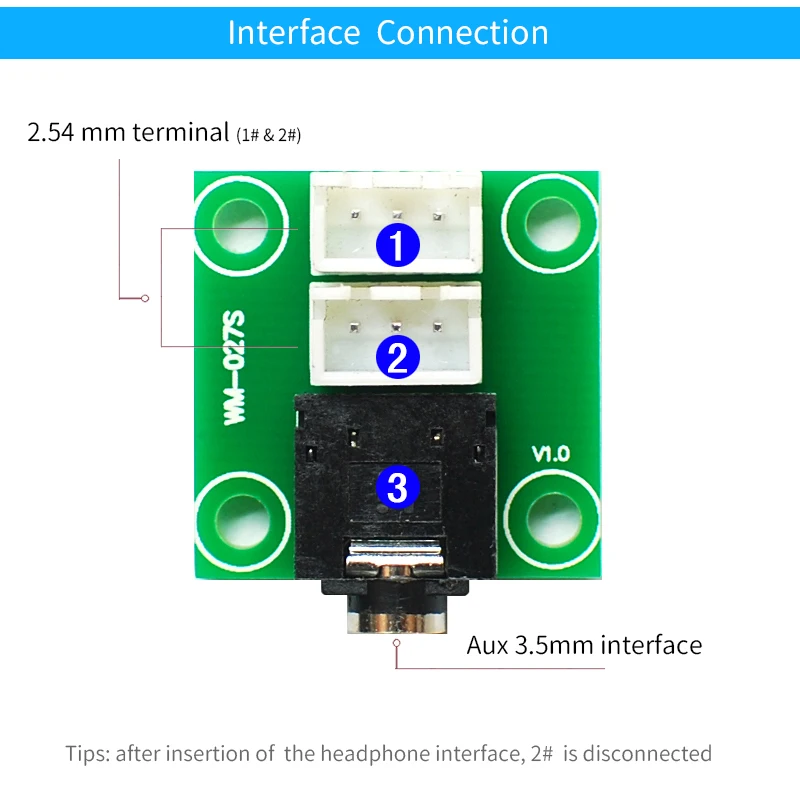 Połączenie sygnału Audio złącze słuchawkowe Aux 3.5mm gniazdo do gniazda 2.54mm 3pin Adapter interfejsu